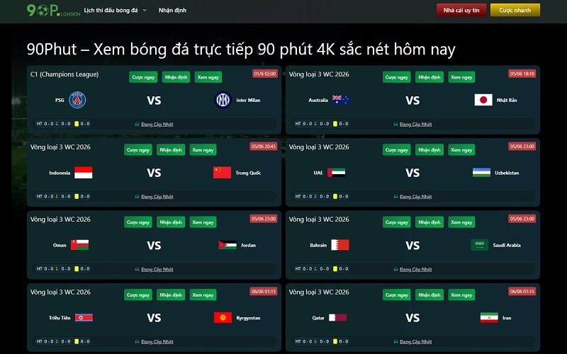 90Phut | Xem Trực Tiếp Bóng Đá Uy Tín Hàng Đầu Việt Nam 41 90Phut - Xem bóng đá trực tiếp 90 phút 4K sắc nét hôm nay